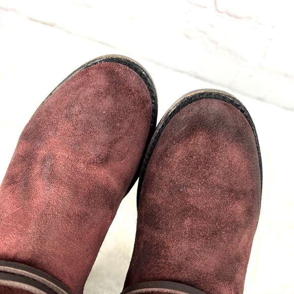 |•FREEBIRD BY STEVEN•| 'Coal' Distressed Burgundy Suede Full Lace Up Back Boots - Picture 8 of 12